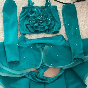 Teal Dance Costume and Hot pink Costume with Rhinestones